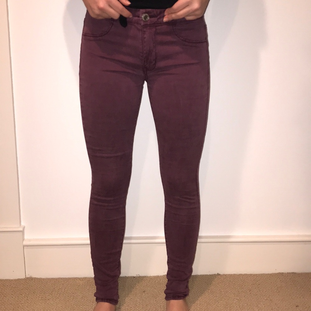 American Eagle Maroon Jeggings